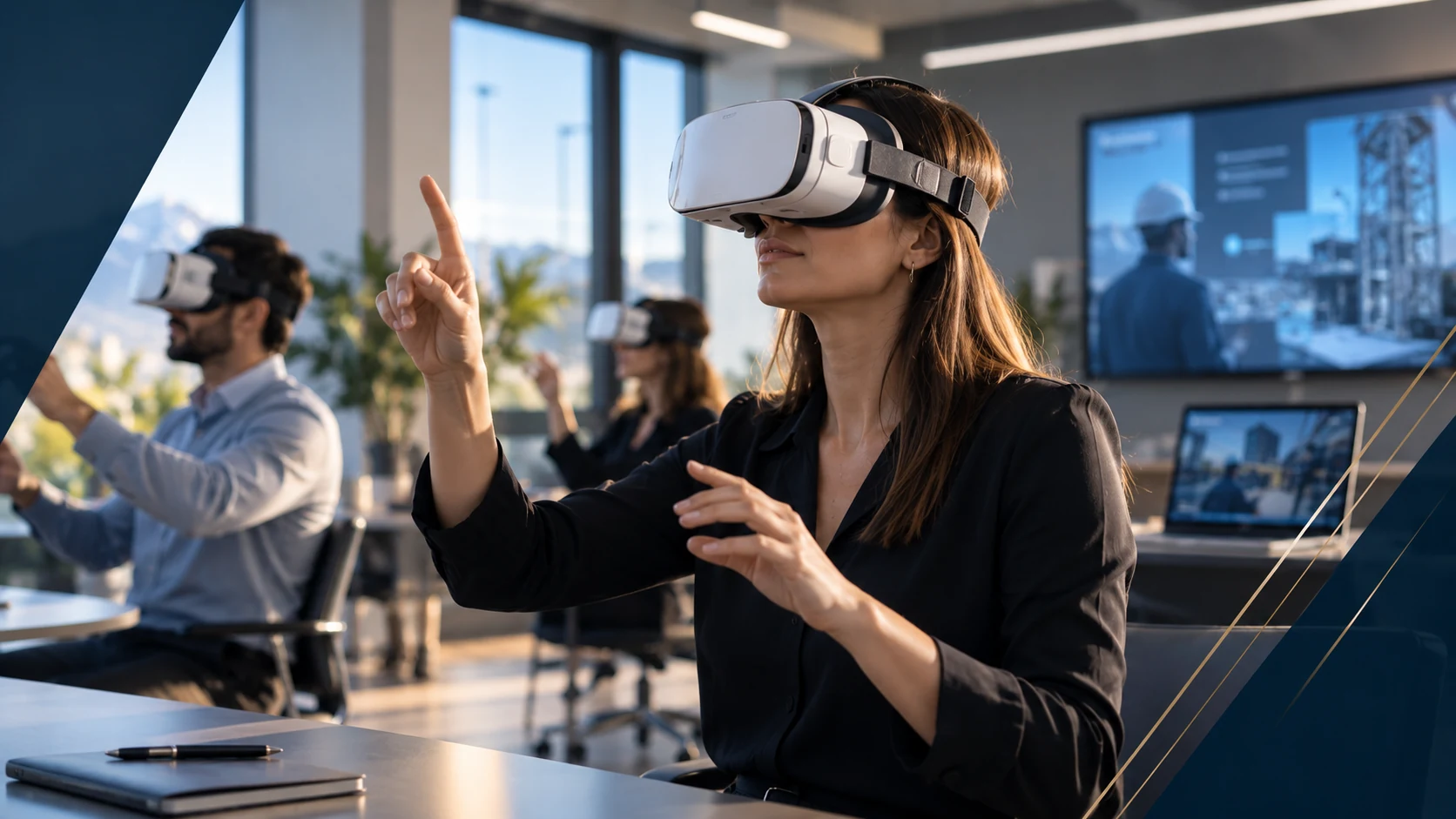 Persona realizando una experiencia de capacitación con realidad virtual
